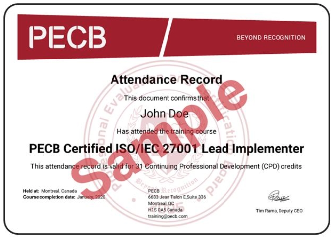 31 CPD associés à votre formation PECB ISO 27001 LI